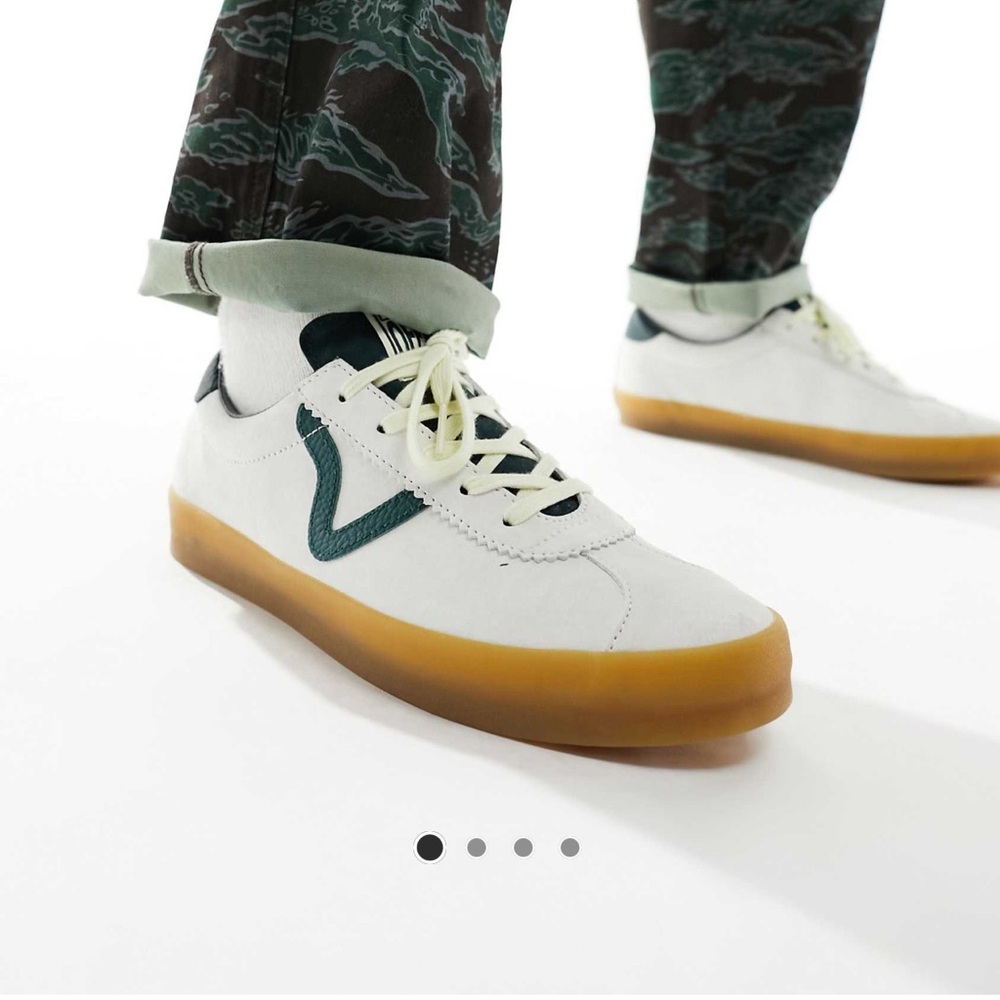 Vans sneakers cream and green suede women’s 10 men’s 8.5